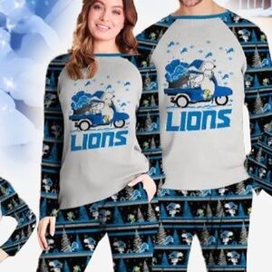 Detroit Lions and Snoopy Pajama Set, M